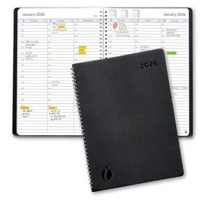 2026 Planner Hourly Weekly Monthly | Twin-Wire Binding Spiral | 8.5x11” Black